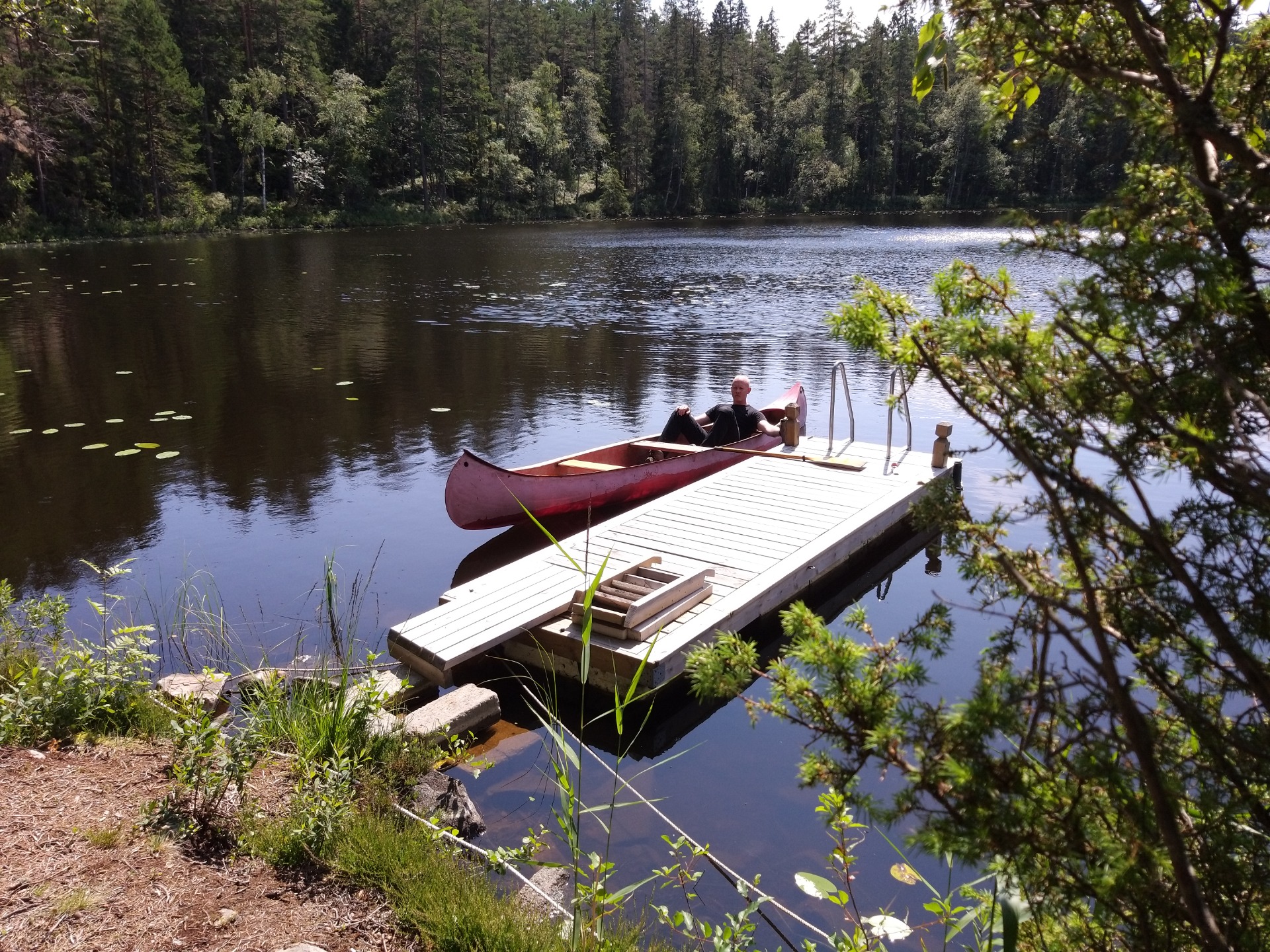 Nybyggda badbryggan i Kroksjön. 2019